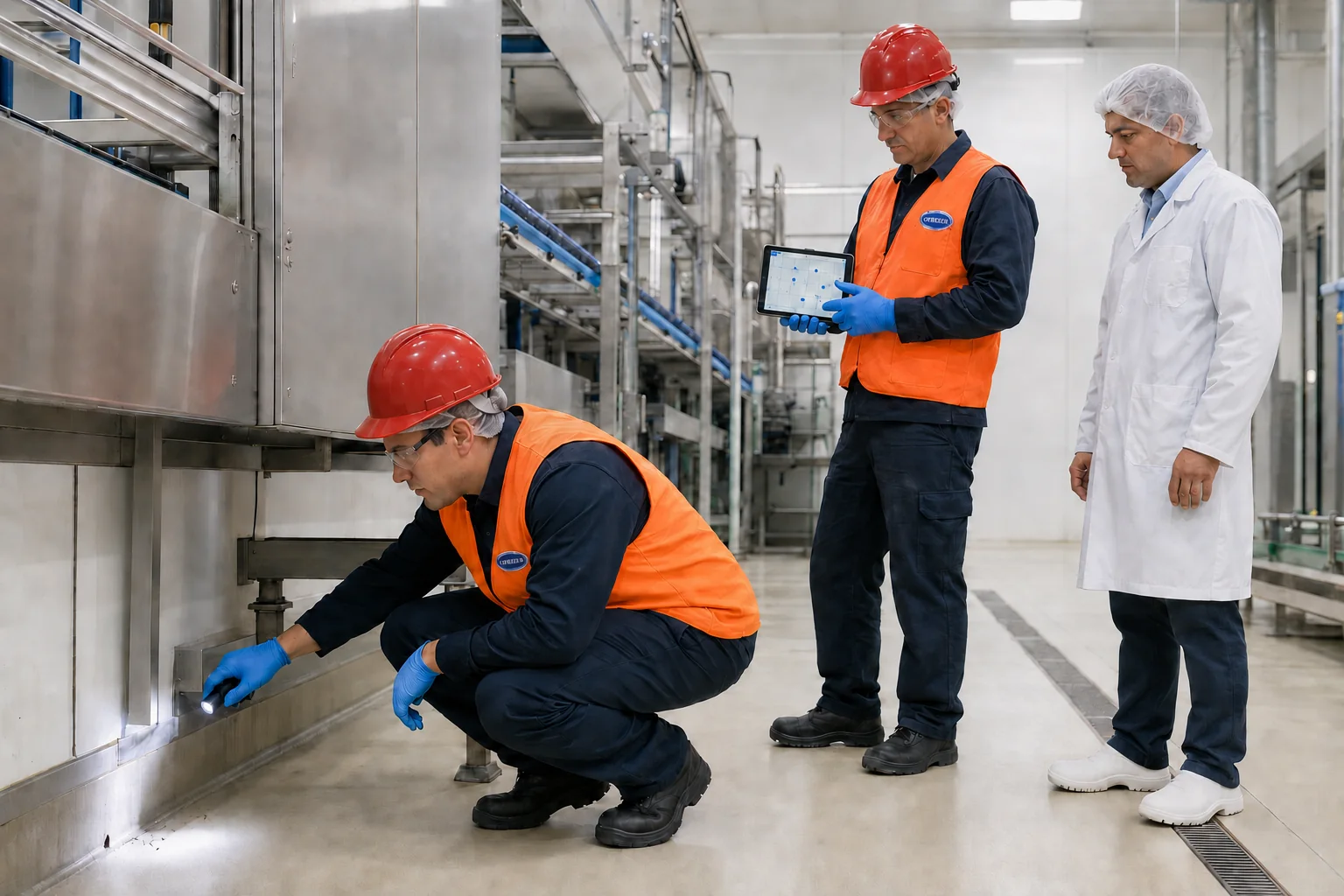 Operarios O.FRE.SER inspeccionando un entorno industrial